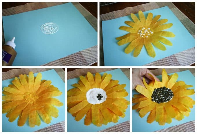 As late summer arrives and sunflowers are popping up everywhere, sunflower crafts become more popular. These coffee filter sunflowers are so fun to make!