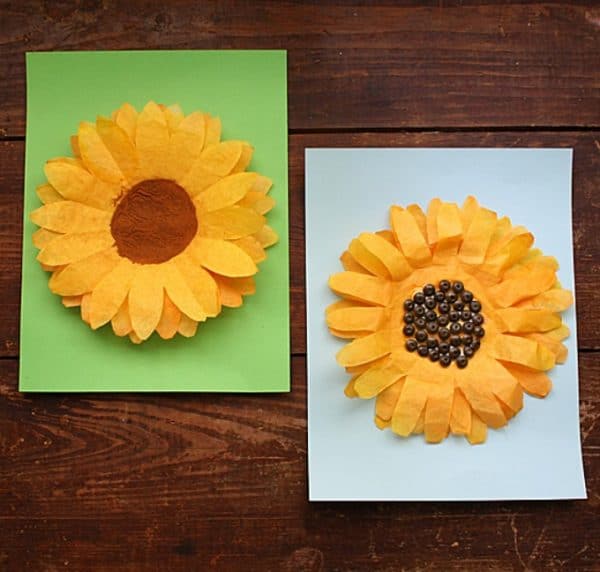 Coffee Filter Sunflowers A fun sunflower craft for kids