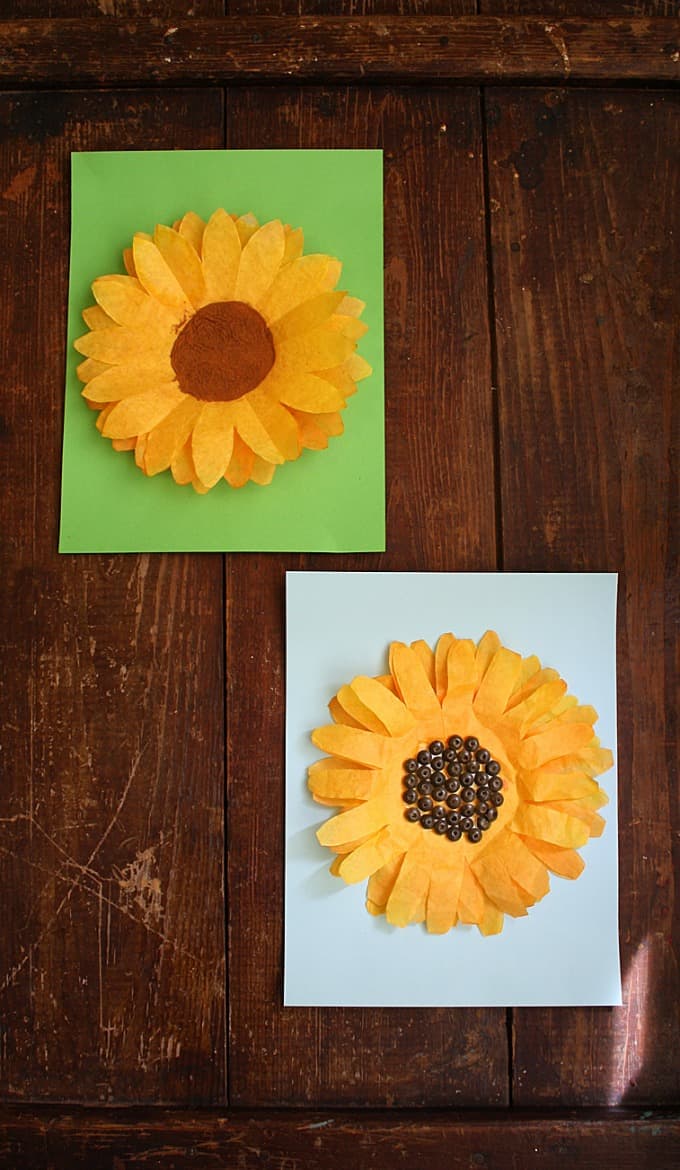 As late summer arrives and sunflowers are popping up everywhere, sunflower crafts become more popular. These coffee filter sunflowers are so fun to make!