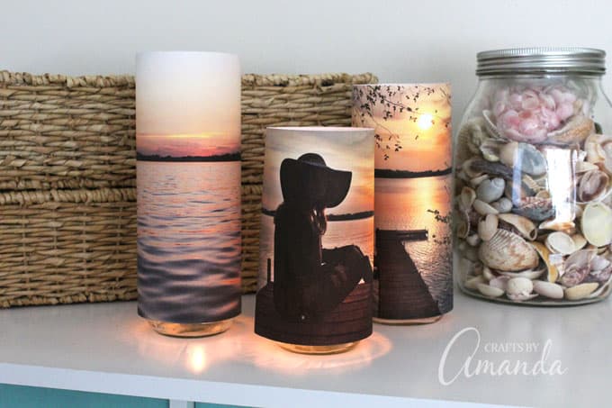 Even the non-crafty person can make these stunning photo luminaries. They are positively lovely and can be changed with the season, and highly personal!