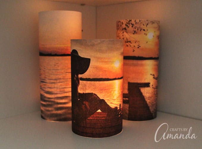 Even the non-crafty person can make these stunning photo luminaries. They are positively lovely and can be changed with the season, and highly personal!