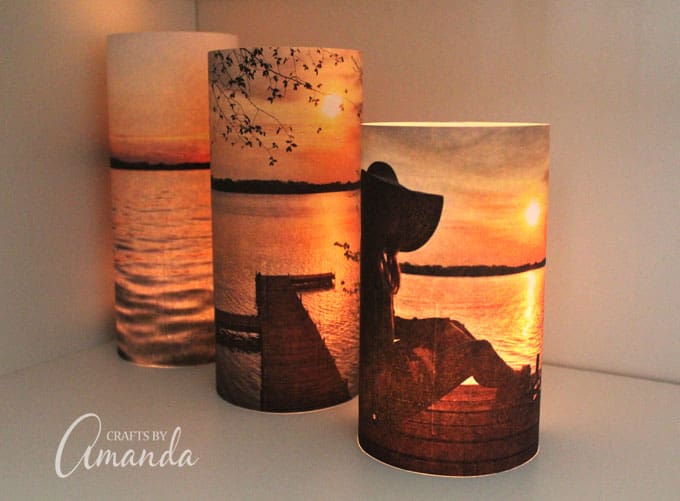 Even the non-crafty person can make these stunning photo luminaries. They are positively lovely and can be changed with the season, and highly personal!
