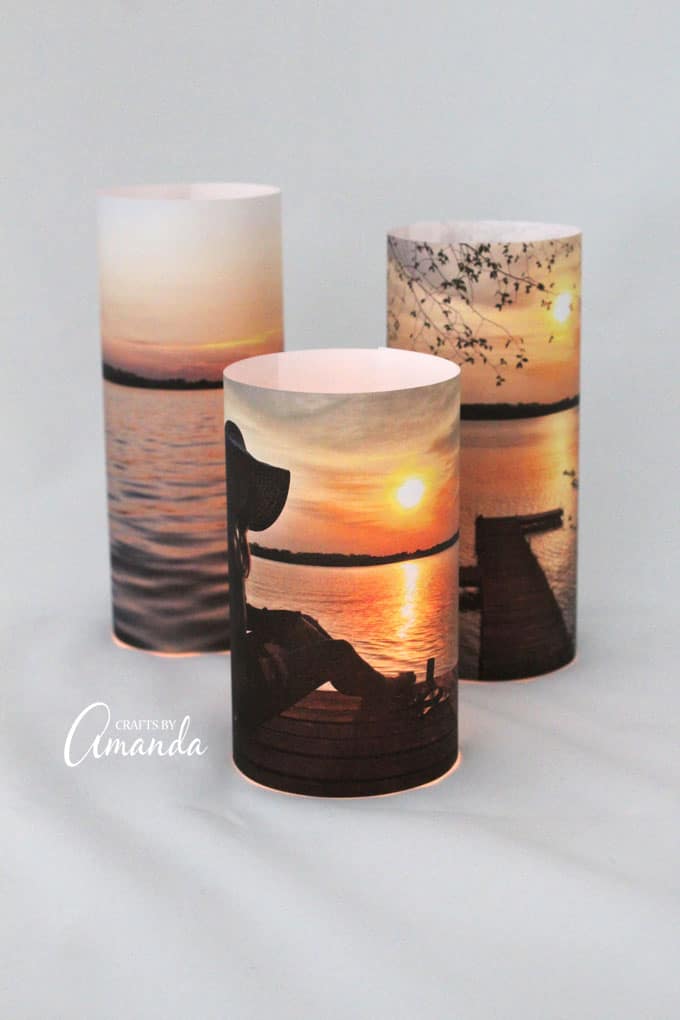 Even the non-crafty person can make these stunning photo luminaries. They are positively lovely and can be changed with the season, and highly personal!