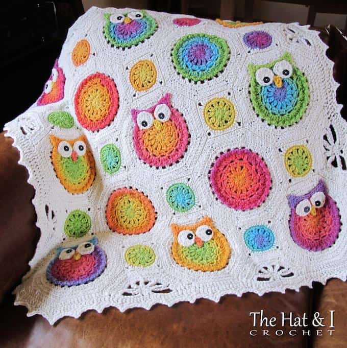 crochet owl blanket