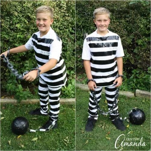 Prisoner Costume: easily made with duct tape and white clothes!