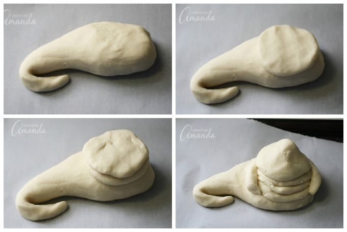 Jabba the Hutt craft: Roll three tablespoons of dough separately to create three balls. Flatten each one and layer them on top of each other to create Jabba’s rolls.