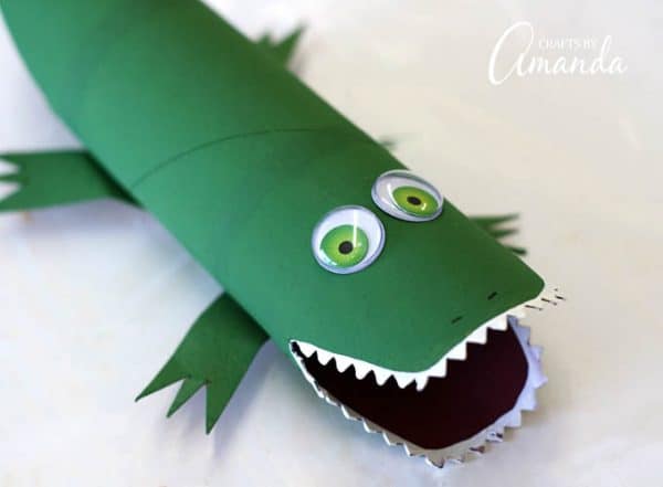 Cardboard Tube Alligator: make this cute alligator from a paper towel roll