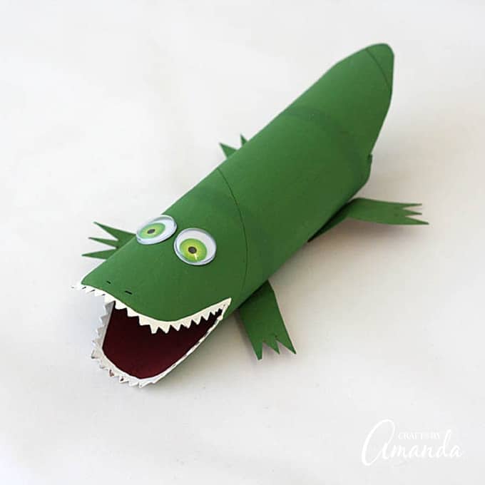 Cardboard Tube Alligator: make this cute alligator from a paper towel roll