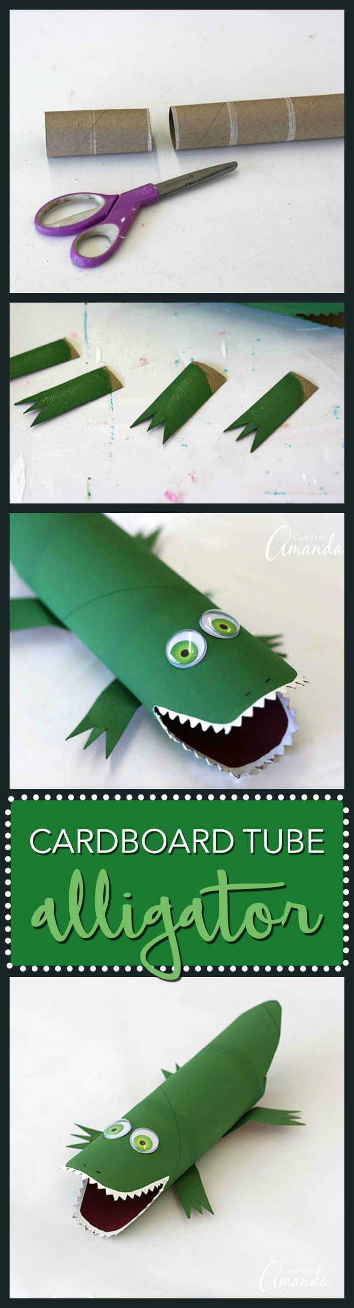 Cardboard Tube Alligator: make this cute alligator from a paper towel roll - Cardboard roll crafts are tons of fun and this cardboard tube alligator is no exception. This cute alligator craft will be lots of fun for the kids!