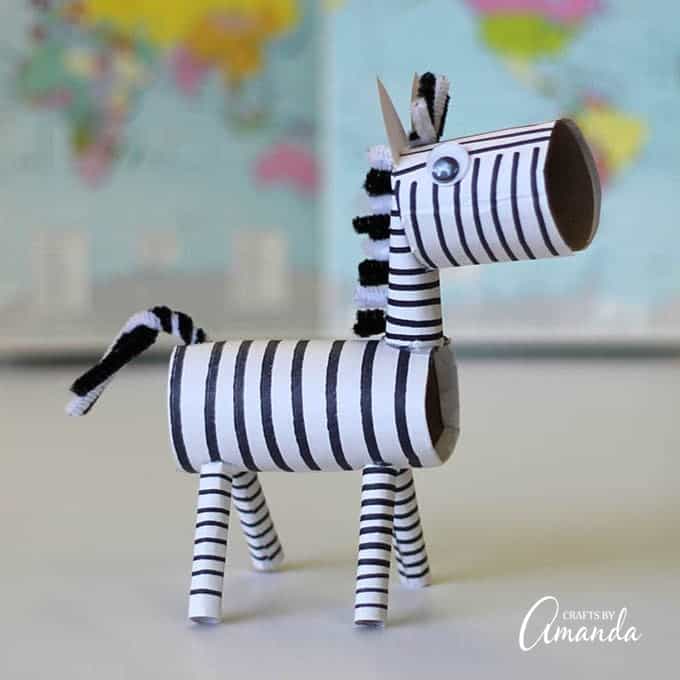 Cardboard Tube Zebra: a great recycled project kids will love!