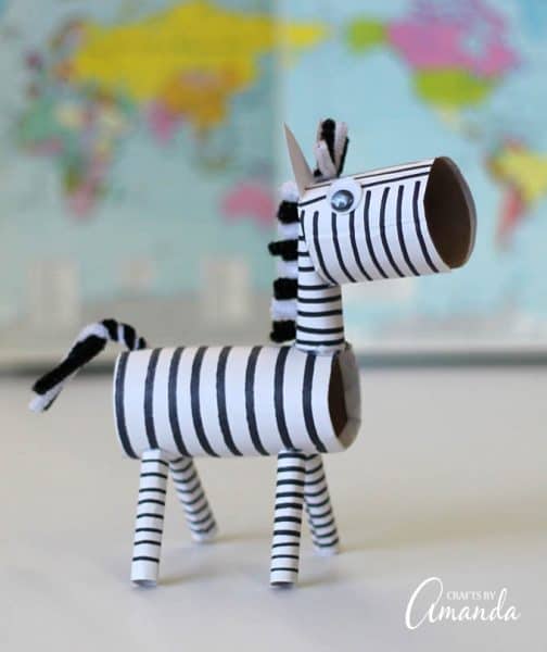 Cardboard Tube Zebra: a great recycled project kids will love!