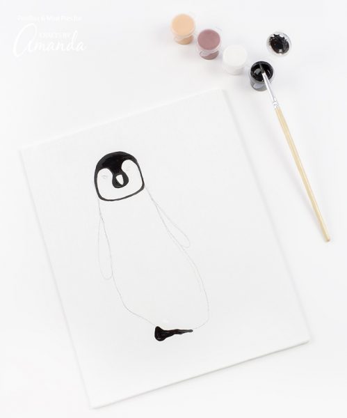 Footprint Penguin: penguin chick footprint art, a fun and easy winter craft