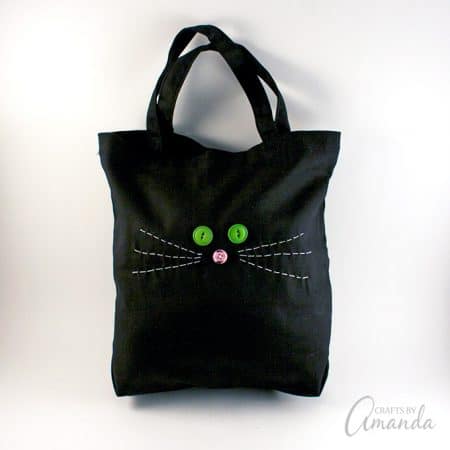 Kids will love learning to how hand stitch this sweet kitty cat tote bag, perfect for carrying around their dolls, toys or craft supplies!