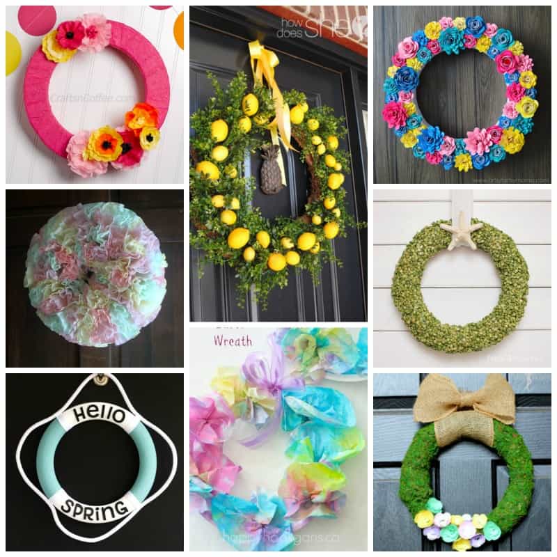 Easter eggs, flowers, succulent, nautical inspired. There are tons of beautiful spring wreaths to get you inspired!