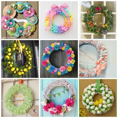 These spring wreaths are perfectly pretty staples to hang upon your front door. A list of inspiration for bringing color & life back after a cold winter!