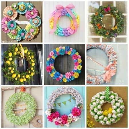 These spring wreaths are perfectly pretty staples to hang upon your front door. A list of inspiration for bringing color & life back after a cold winter!