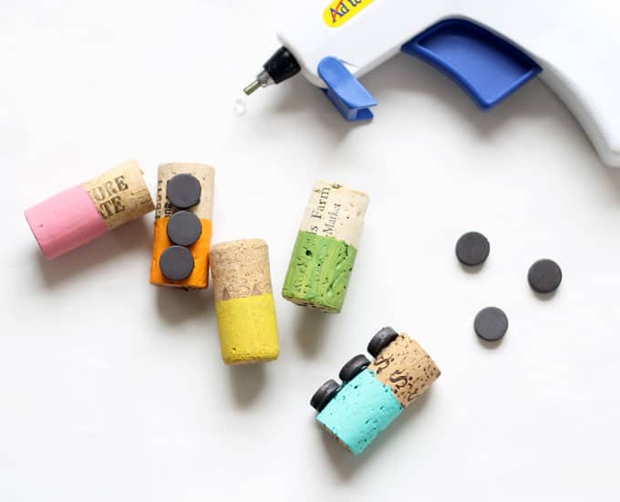 magnets glued to the back of wine corks
