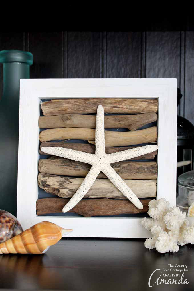 Driftwood Art: a nautical themed adult craft using driftwood and a starfish