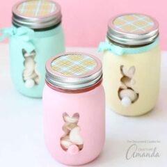 These Easter Bunny Mason Jars are perfect to fill with candy or votive candles and use them for Easter decor or as Easter gifts!