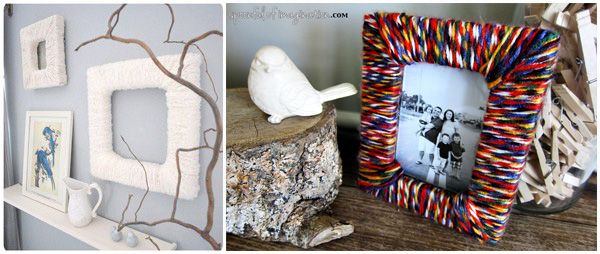 yarn photo frames