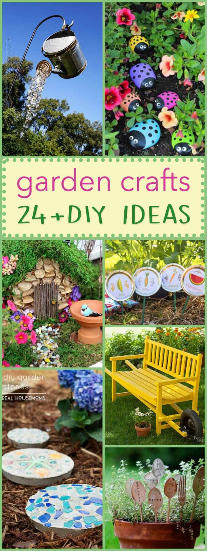 These DIY garden crafts are the perfect projects to display throughout your garden. These crafts are a fun & creative way to personalize your garden space!