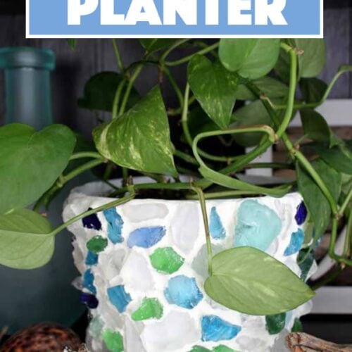 Make this sea glass planter from all the pretty sea glass you find on your beach vacation this year! A pretty memento of the beach and great memories.