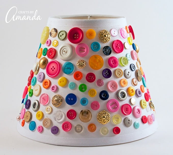 Adding colorful buttons to a lampshade