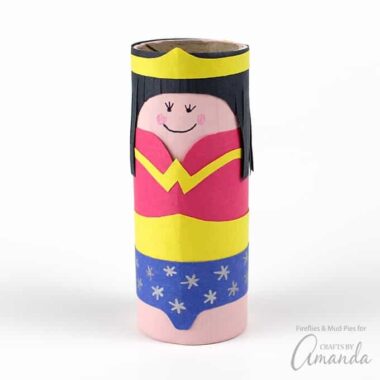 Make a Cardboard Tube Wonder Woman, simply perfect for imaginative play and for celebrating The Wonder Woman Movie release.