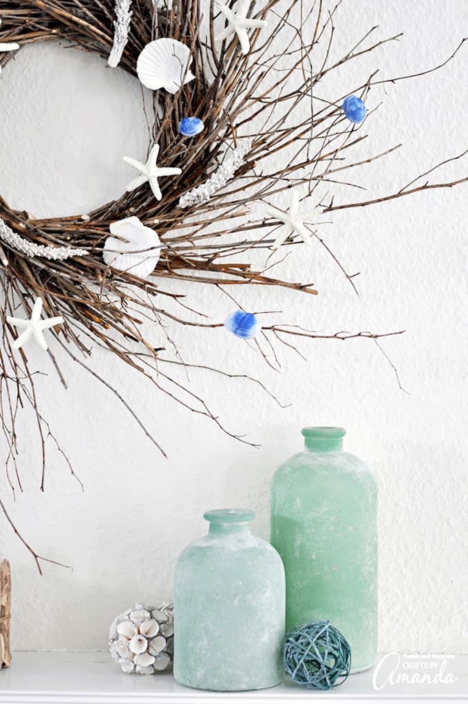 Coastal twig wreath with starfish and seashells