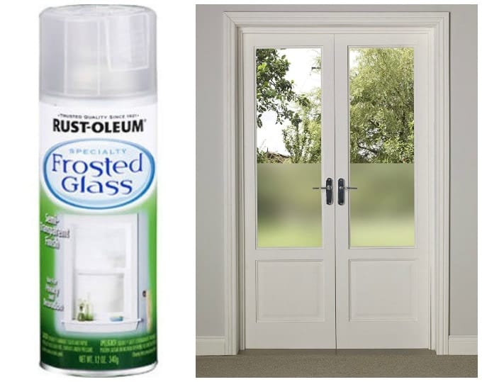use frosted glass spray to add privacy to any window, great for side lights.