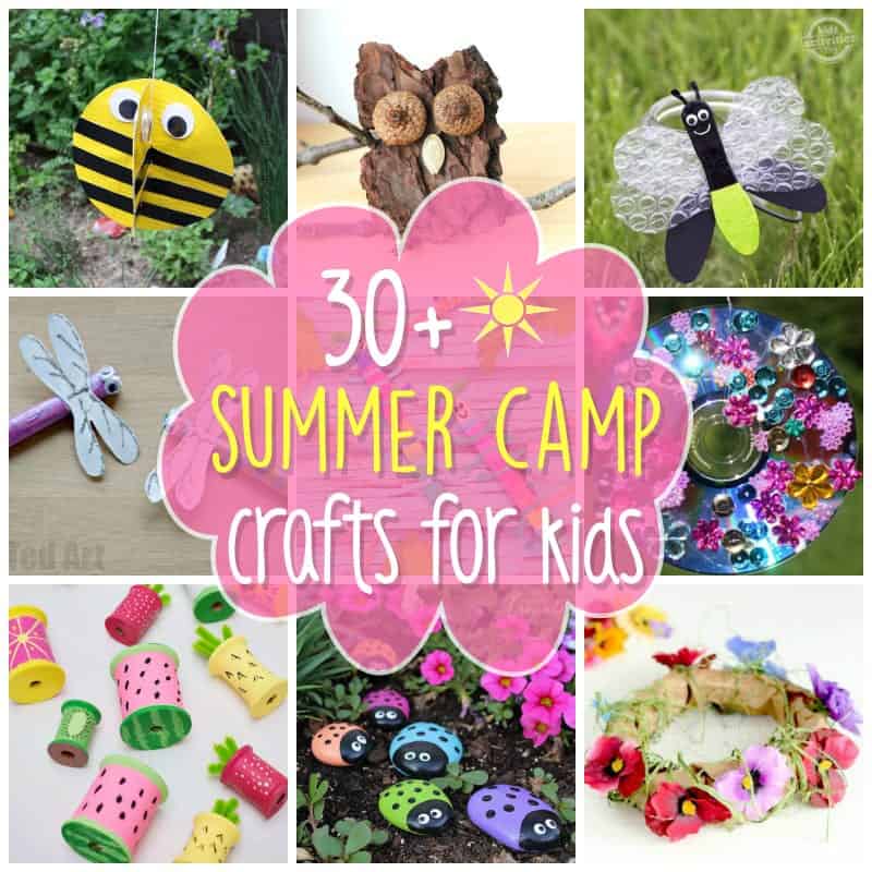 collage of summer camp crafts