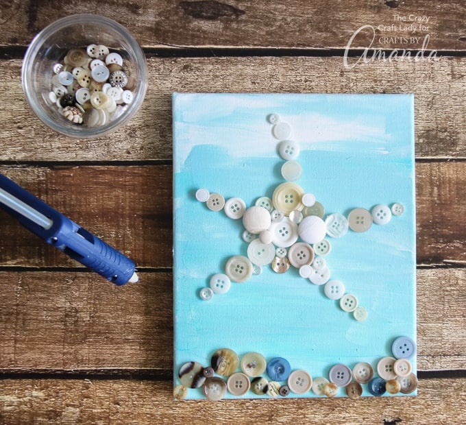 How to make Starfish Wall Art on canvas using buttons and paint