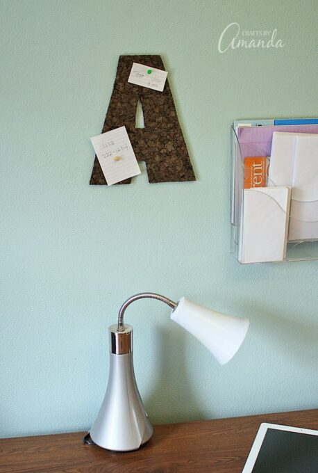 Corkboard Wall Letter: easy dorm room craft in less than 20 minutes