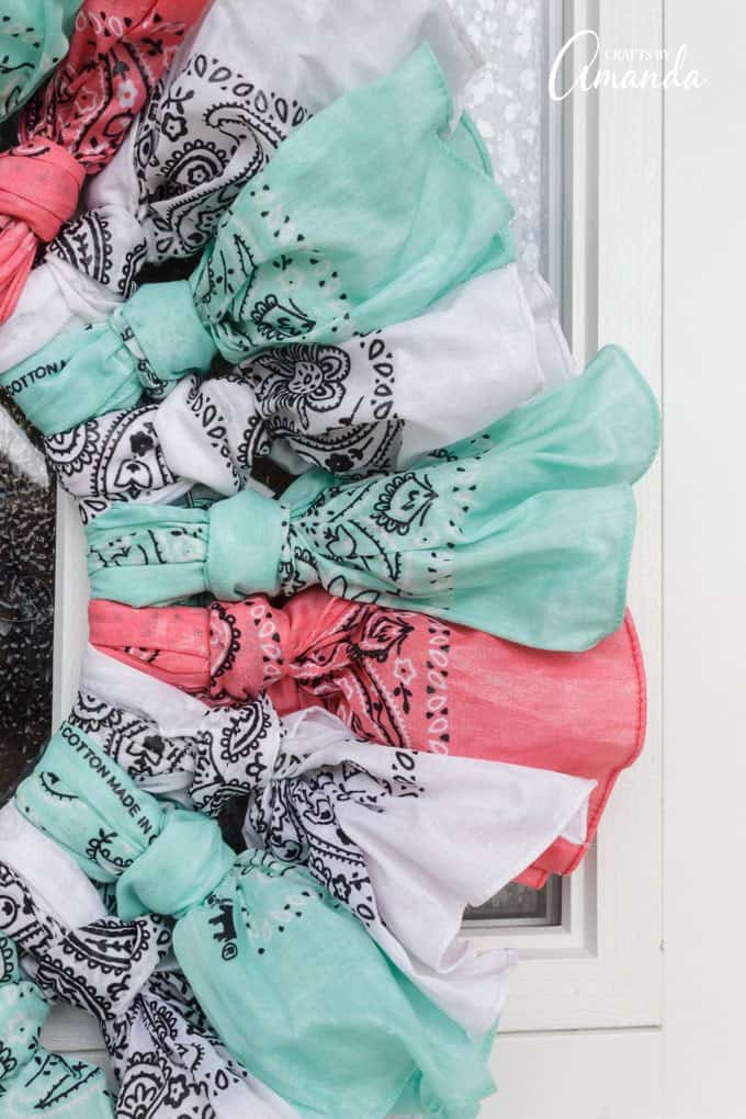 Light blue, pink, and white bandanas