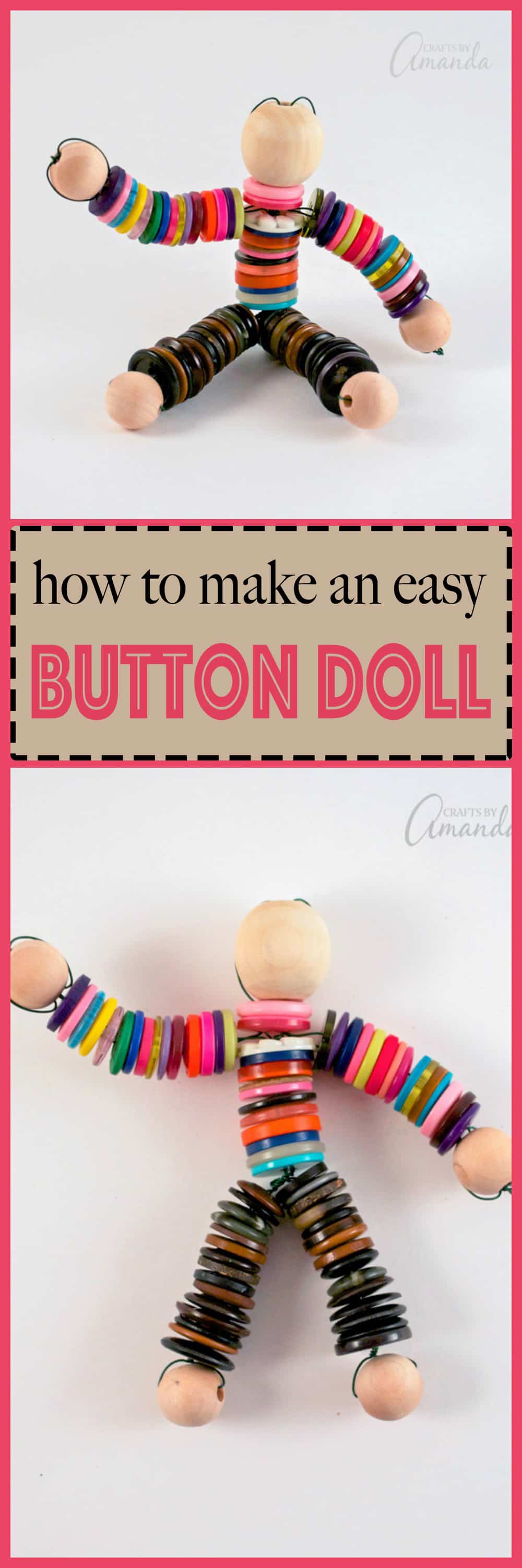 This button doll craft is perfect for anyone - adults, kids, even seniors and preschoolers. Making a button doll is easy and fun!