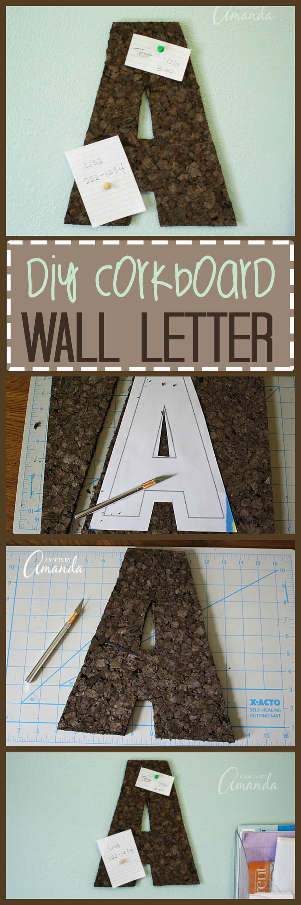 This corkboard wall letter is perfect for a teen's bedroom or a dorm room. This corkboard craft is really easy to make and very inexpensive.