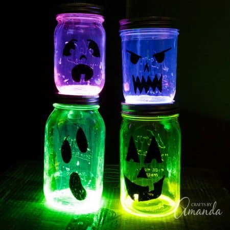 Fun to make glowing jack o lantern jars