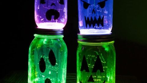 Fun to make glowing jack o lantern jars