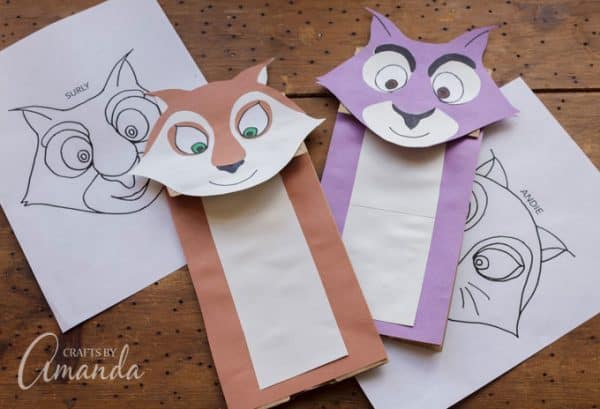 Paper Bag Squirrel Puppets: Surly and Andie from Nut Job 2
