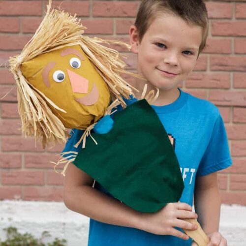 When you watch the show you'll find that the main character, Dorothy is a budding engineer, tinkerer and creative builder. Teaching you how to put together a scarecrow from a paper bag and a paint stir stick is right up her alley!