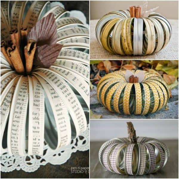 Mason Jar Lid Pumpkins one pumpkin, several designs to make