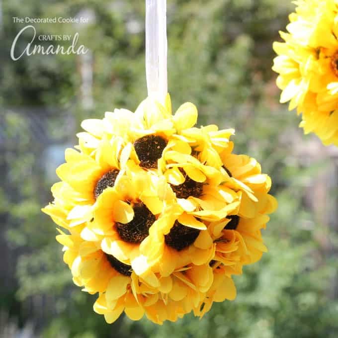2 YELLOW 7" SILK SUNFLOWER Kissing BALLS Wedding Party Events Home Decorations 