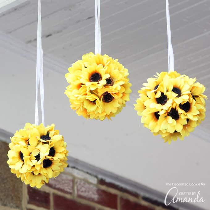 Sunflower Kissing Balls hanging
