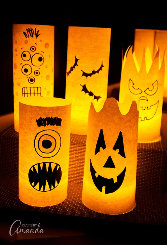 Halloween Luminaries, monsters, bats, and pumpkin faces!