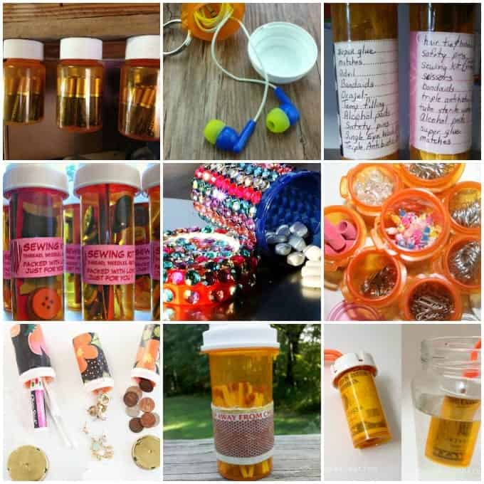 Pill Bottles Empty Plastic Amber Prescription Medicine Crafts Storage Mixed  16