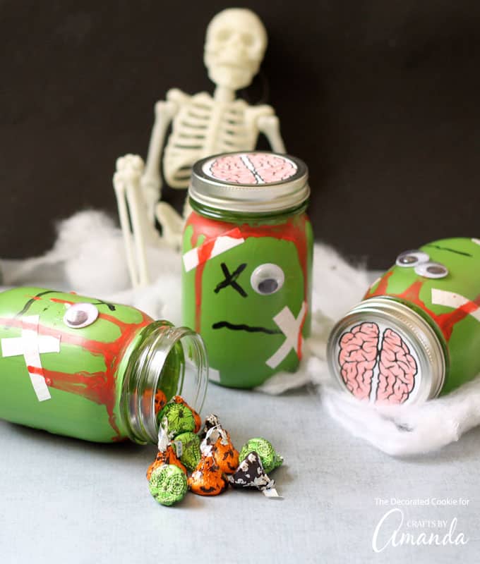 Zombie Mason Jars with candy filling