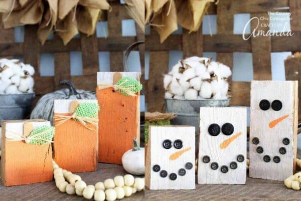 Reversible Scrap Wood Pumpkins: an easy DIY project for fall AND winter!