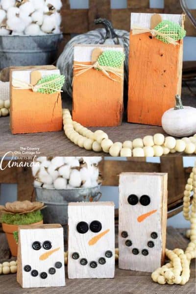 Reversible Scrap Wood Pumpkins: an easy DIY project for fall AND winter!