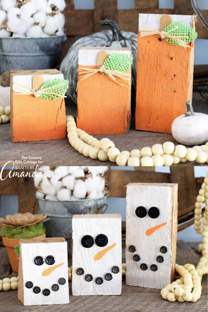 Adorable Reversible Scrap Wood Pumpkins