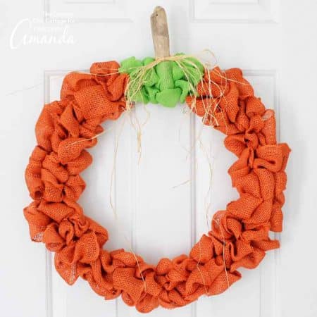 This burlap pumpkin wreath is perfect for fall & all the way through Thanksgiving. You can also use this to make a plain burlap wreath to embellish however!